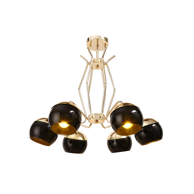 Metal Dome Hanging Lighting Modern Nordic Style 3/6-Head Chandelier Pendant Lamp in Black Clearhalo 'Ceiling Lights' 'Chandeliers' 'Modern Chandeliers' 'Modern' Lighting' 536766