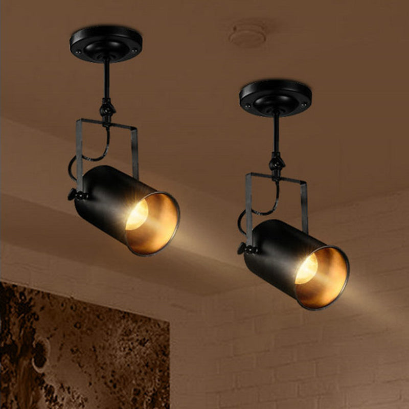 Farmhouse Cylindrical Sconce Lighting 1-Light Iron Wall Lamp Fixture in Black with Adjustable Handle Clearhalo 'Art deco wall lights' 'Cast Iron' 'Glass' 'Industrial wall lights' 'Industrial' 'Middle century wall lights' 'Modern' 'Rustic wall lights' 'Tiffany' 'Traditional wall lights' 'Wall Lamps & Sconces' 'Wall Lights' Lighting' 537386