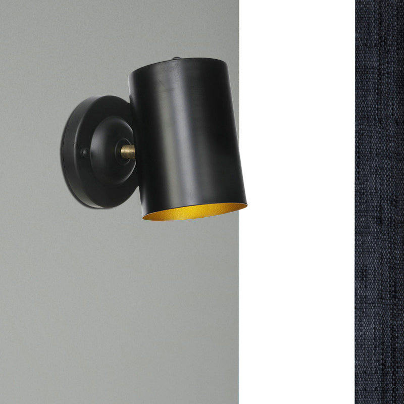 1 Light Cylindrical Wall Light Fixture Farmhouse Black Finish Metallic Wall Mount Sconce for Bedside, 4"/6" W Clearhalo 'Art deco wall lights' 'Cast Iron' 'Glass' 'Industrial wall lights' 'Industrial' 'Middle century wall lights' 'Modern' 'Rustic wall lights' 'Tiffany' 'Traditional wall lights' 'Wall Lamps & Sconces' 'Wall Lights' Lighting' 537408