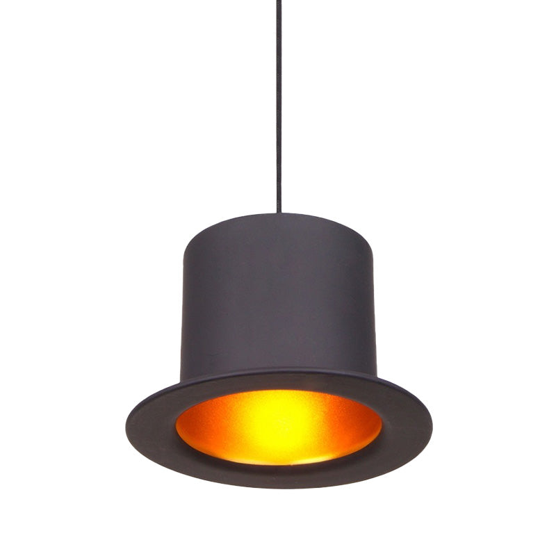1-Bulb Pendant Lighting Antiqued Dining Room Ceiling Hang Fixture with Hat Shape Metallic Shade in Black Clearhalo 'Art Deco Pendants' 'Black' 'Cast Iron' 'Ceiling Lights' 'Ceramic' 'Crystal' 'Industrial Pendants' 'Industrial' 'Metal' 'Middle Century Pendants' 'Pendant Lights' 'Pendants' 'Rustic Pendants' 'Tiffany' Lighting' 537480