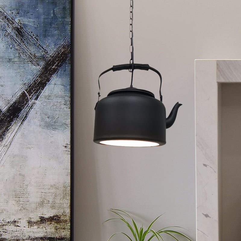 Teapot Restaurant Hanging Lighting Vintage Metal Black/Gold/Matte Black Finish LED Pendant Ceiling Lamp Clearhalo 'Art Deco Pendants' 'Black' 'Cast Iron' 'Ceiling Lights' 'Ceramic' 'Crystal' 'Industrial Pendants' 'Industrial' 'Metal' 'Middle Century Pendants' 'Pendant Lights' 'Pendants' 'Rustic Pendants' 'Tiffany' Lighting' 537497