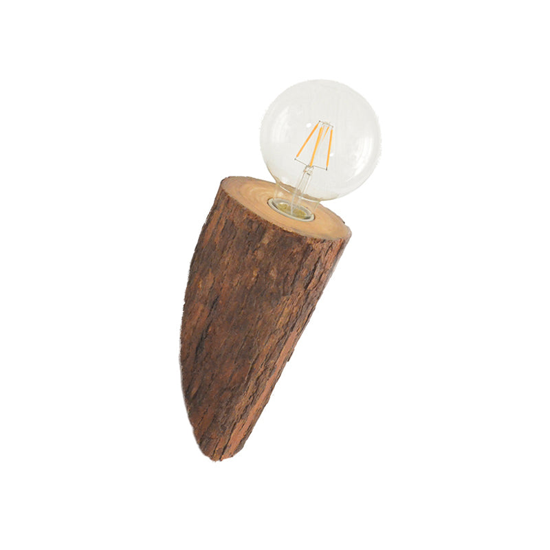 Chamfered Tube Wood Wall Lighting Fixture Countryside 1-Head Living Room Wall Mount Sconce in Brown Clearhalo 'Industrial wall lights' 'Industrial' 'Middle century wall lights' 'Rustic wall lights' 'Tiffany' 'Wall Lamps & Sconces' 'Wall Lights' Lighting' 537671