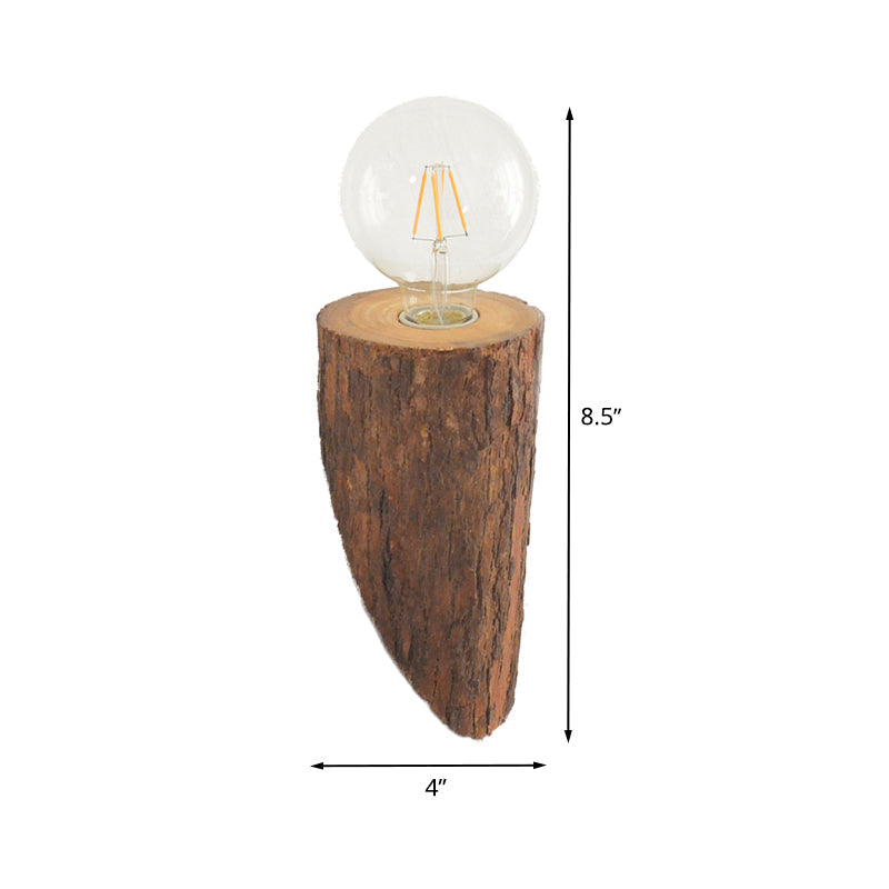 Chamfered Tube Wood Wall Lighting Fixture Countryside 1-Head Living Room Wall Mount Sconce in Brown Clearhalo 'Industrial wall lights' 'Industrial' 'Middle century wall lights' 'Rustic wall lights' 'Tiffany' 'Wall Lamps & Sconces' 'Wall Lights' Lighting' 537672
