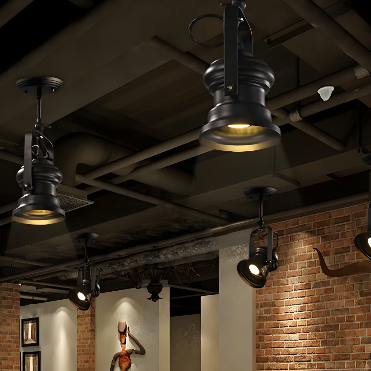 Industrial Style Camera Semi Flush Light Fixture 1-Light Metal Spotlight Flush Mount Lamp in Black with Handle Black Clearhalo 'Ceiling Lights' 'Close To Ceiling Lights' 'Close to ceiling' 'Semi-flushmount' Lighting' 537693
