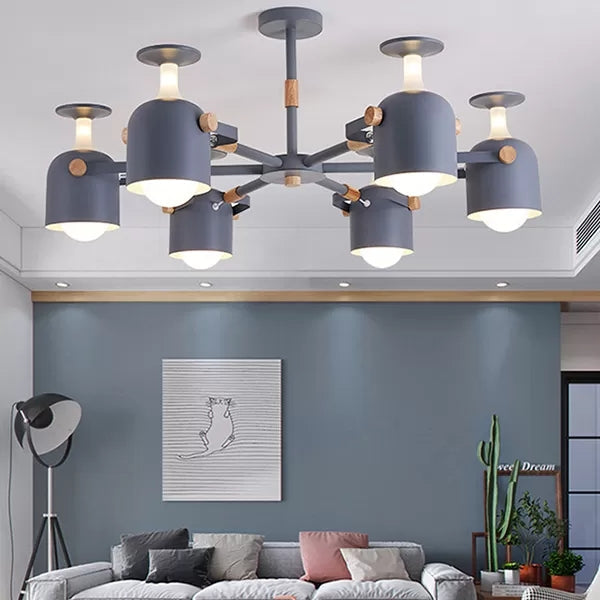 Macaron Colored Goblet Chandelier 6 Heads Nordic Metal Hanging Light for Study Room Clearhalo 'Ceiling Lights' 'Chandeliers' Lighting' options 53772