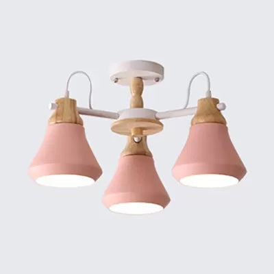 Metal Urn Shaped Suspension Light Kindergarten Macaron Style Chandelier in Pink Clearhalo 'Ceiling Lights' 'Chandeliers' Lighting' options 53863