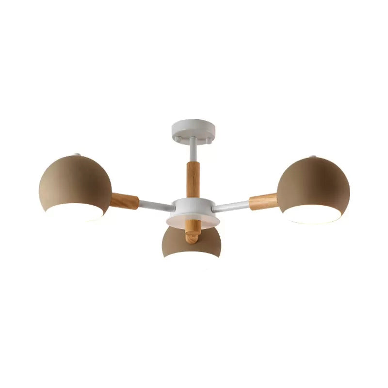 Metal Spherical Shade Chandelier Three Light Nordic Style Pendant Lamp for Kid Bedroom Clearhalo 'Ceiling Lights' 'Chandeliers' Lighting' options 53937