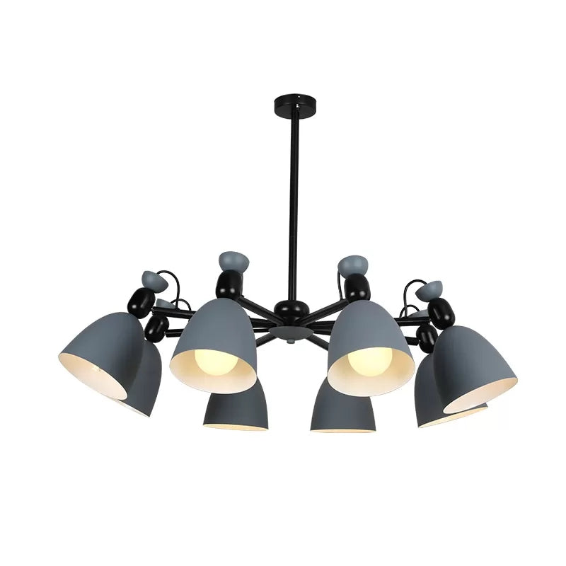 Domed Shade Living Room Chandelier Metal 6 Lights Macron Loft Hanging Light Grey Clearhalo 'Ceiling Lights' 'Chandeliers' Lighting' options 54691_52344420-b2a2-4d88-85c3-b73cfe1034d6
