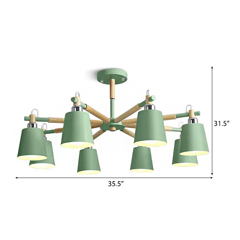 Bucket Shape Hanging Light 8 Heads Metal Chandelier for Living Room Restaurant Clearhalo 'Ceiling Lights' 'Chandeliers' Lighting' options 54800