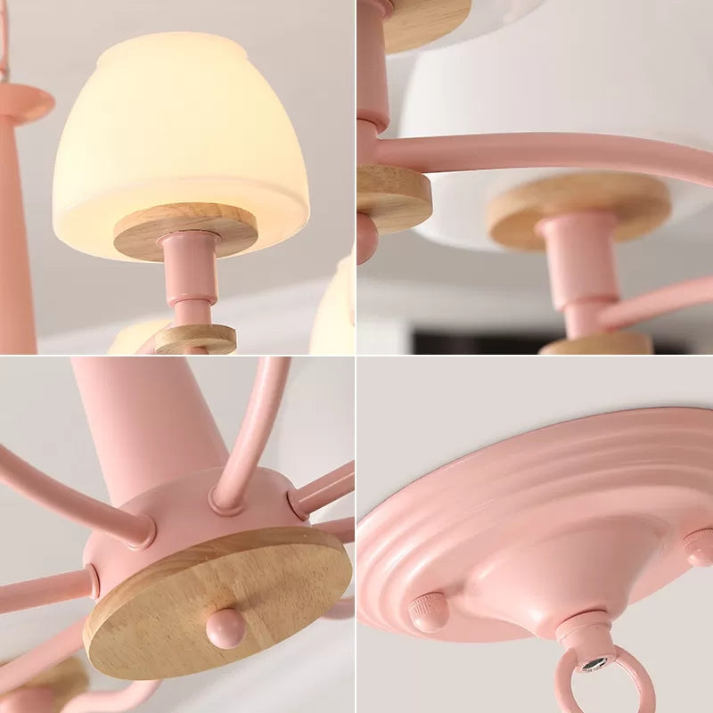 Macaron Style Pendant Light with Urn Shade 6 Heads Metal Chandelier for Living Room Clearhalo 'Ceiling Lights' 'Chandeliers' Lighting' options 54862