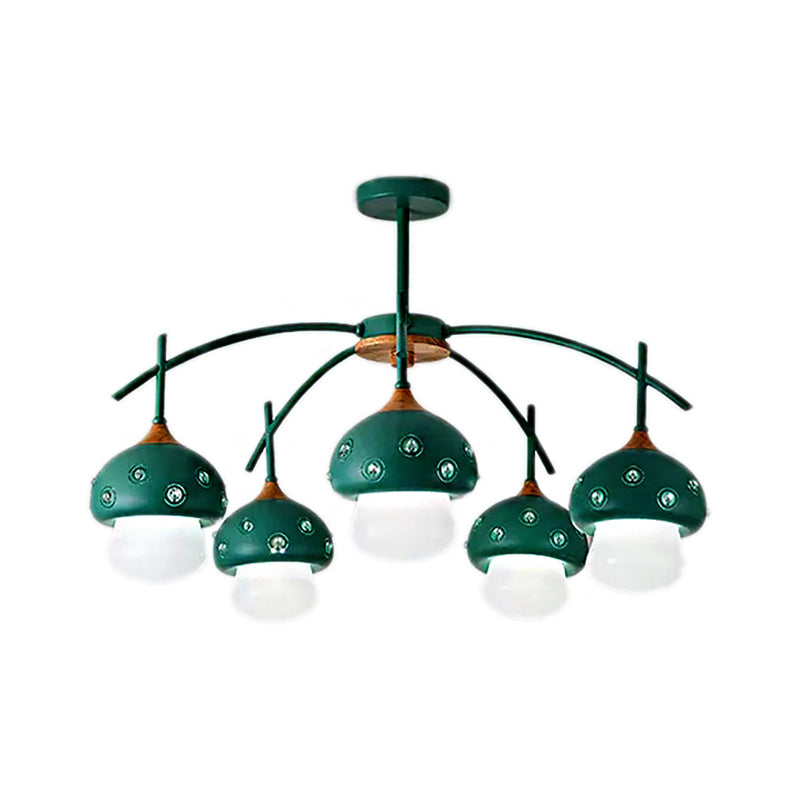Metal Cartoon Mushroom Chandelier 5 Heads Kids Suspension Light for Girls Boys Bedroom Clearhalo 'Ceiling Lights' 'Chandeliers' Lighting' options 54938