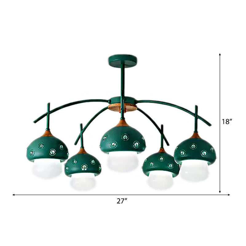 Metal Cartoon Mushroom Chandelier 5 Heads Kids Suspension Light for Girls Boys Bedroom Clearhalo 'Ceiling Lights' 'Chandeliers' Lighting' options 54939