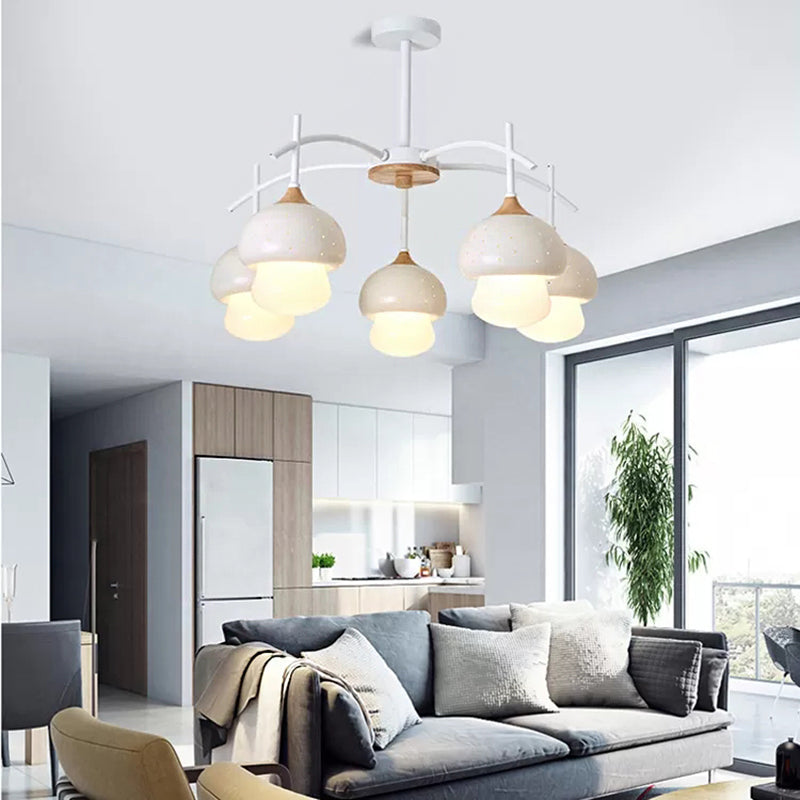 Metal Cartoon Mushroom Chandelier 5 Heads Kids Suspension Light for Girls Boys Bedroom Clearhalo 'Ceiling Lights' 'Chandeliers' Lighting' options 54941
