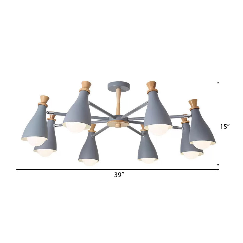 Metal Bottle Shade Chandelier Living Room Nursing Room Macaron Style Hanging Light Clearhalo 'Ceiling Lights' 'Chandeliers' Lighting' options 55095