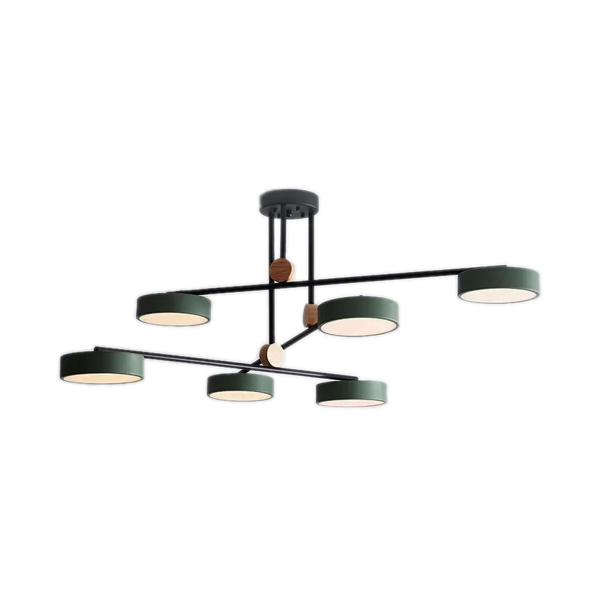 Macaron Stacked Chandelier with Round Shade Acrylic 6-Light Hanging Light for Cafe Clearhalo 'Ceiling Lights' 'Chandeliers' Lighting' options 55217