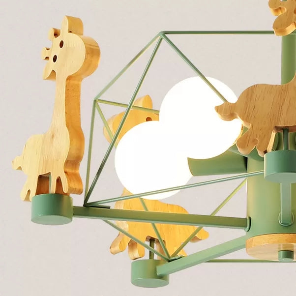 Wire Frame Semi Flush Mount Light with Giraffe 5 Heads Kids Metallic Ceiling Lamp for Child Bedroom Clearhalo 'Ceiling Lights' 'Chandeliers' Lighting' options 55239