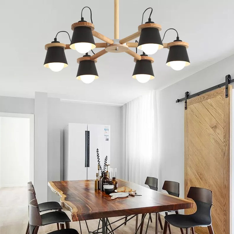 6 Lights Bucket Shade Chandelier Macaron Metal Ceiling Pendant Light for Kindergarten Clearhalo 'Ceiling Lights' 'Chandeliers' Lighting' options 55260