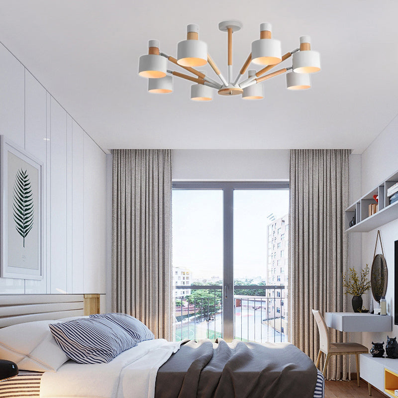 Macaron Round Shade Semi Flushmount Light Metal 8 Lights Ceiling Light for Kindergarten Clearhalo 'Ceiling Lights' 'Chandeliers' Lighting' options 55309