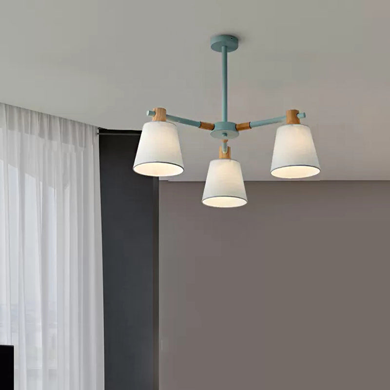 Trapezoid Shade Hanging Light Macaron Style Wood Chandelier for Kindergarten Bedroom Clearhalo 'Ceiling Lights' 'Chandeliers' Lighting' options 55354