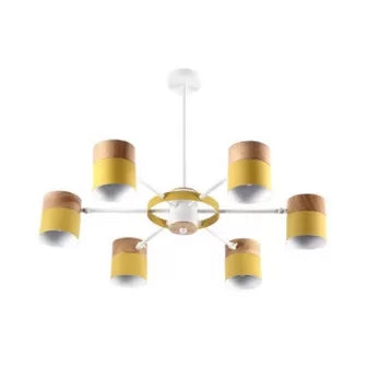 Rotatable Metal Cylinder Chandelier Macaron Style Modern Ceiling Light for Nursing Room Clearhalo 'Ceiling Lights' 'Chandeliers' Lighting' options 55380