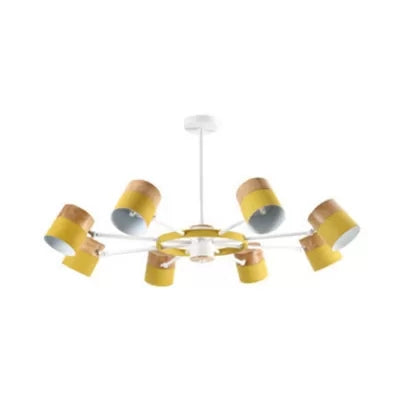 Rotatable Metal Cylinder Chandelier Macaron Style Modern Ceiling Light for Nursing Room Clearhalo 'Ceiling Lights' 'Chandeliers' Lighting' options 55381