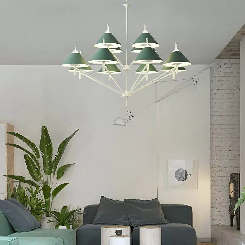 Macaron Style Conical Chandelier Metal Undertint Pendant Light for Study Room Clearhalo 'Ceiling Lights' 'Chandeliers' Lighting' options 55412