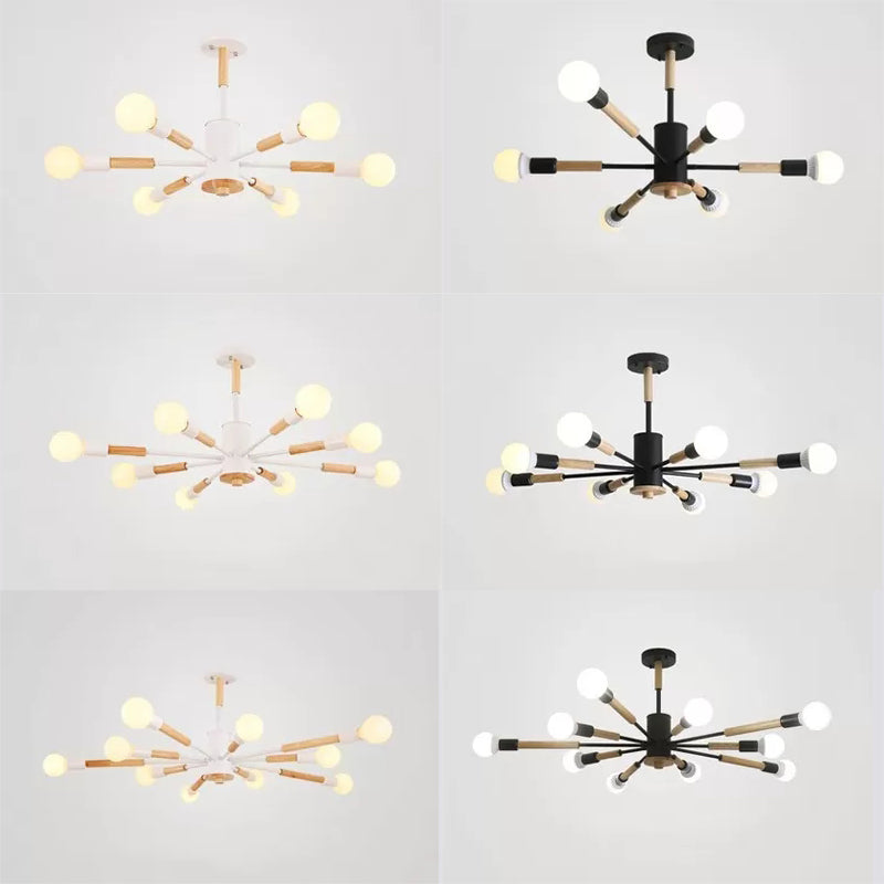 Sky Bang Bare Bulb Hanging Light Nordic Style Wood Chandelier for Kid Bedroom Clearhalo 'Ceiling Lights' 'Chandeliers' Lighting' options 55445