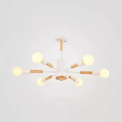 Sky Bang Bare Bulb Hanging Light Nordic Style Wood Chandelier for Kid Bedroom Clearhalo 'Ceiling Lights' 'Chandeliers' Lighting' options 55446