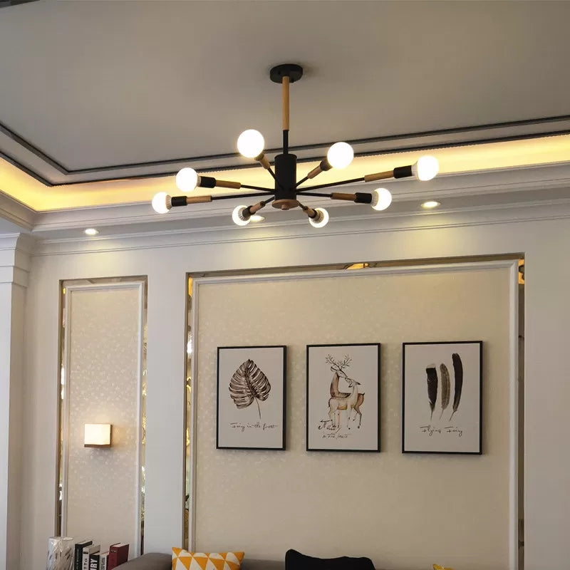 Sky Bang Bare Bulb Hanging Light Nordic Style Wood Chandelier for Kid Bedroom Clearhalo 'Ceiling Lights' 'Chandeliers' Lighting' options 55452