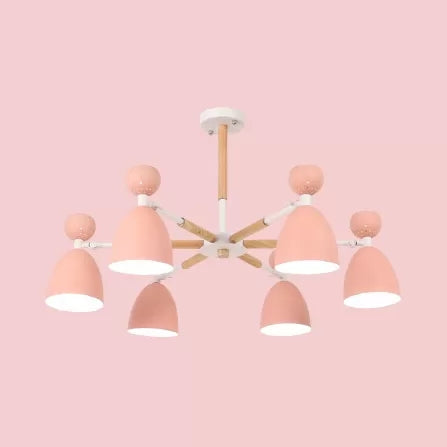 Metal Domed Shade Chandelier Child Bedroom 6 Heads Macaron Loft Hanging Light Clearhalo 'Ceiling Lights' 'Chandeliers' Lighting' options 55469