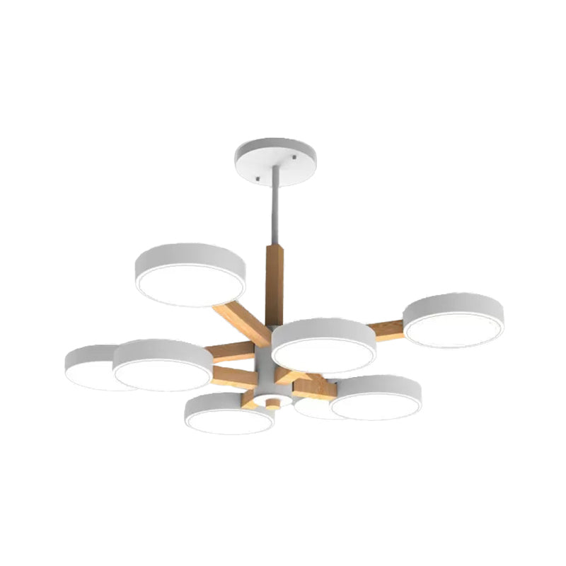 Living Room Round Chandelier Acrylic & Wood Nordic Stylish Hanging Light Clearhalo 'Ceiling Lights' 'Chandeliers' Lighting' options 55496