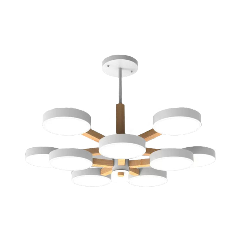 Living Room Round Chandelier Acrylic & Wood Nordic Stylish Hanging Light 10 White Clearhalo 'Ceiling Lights' 'Chandeliers' Lighting' options 55498_11681239-8639-481d-9ced-2b13325837ea