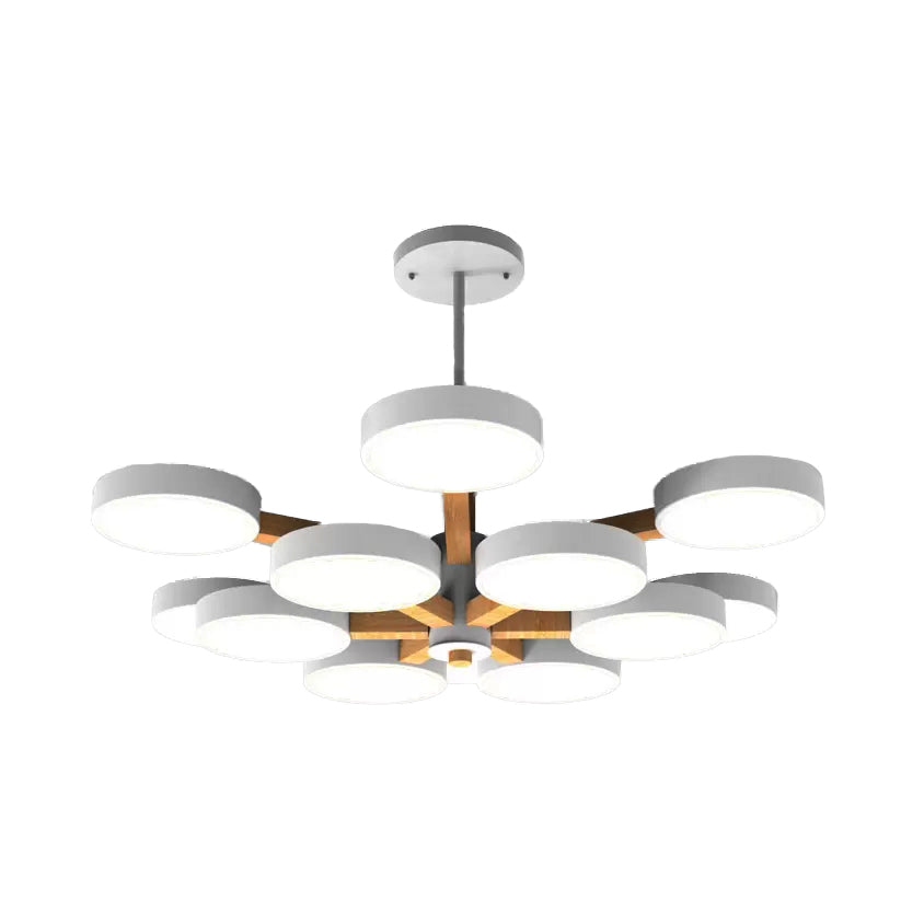 Living Room Round Chandelier Acrylic & Wood Nordic Stylish Hanging Light 12 White Clearhalo 'Ceiling Lights' 'Chandeliers' Lighting' options 55499_065bd89c-1ada-49cb-8d5b-662c9719a376