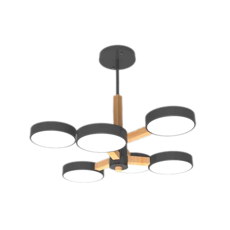 Living Room Round Chandelier Acrylic & Wood Nordic Stylish Hanging Light Clearhalo 'Ceiling Lights' 'Chandeliers' Lighting' options 55500