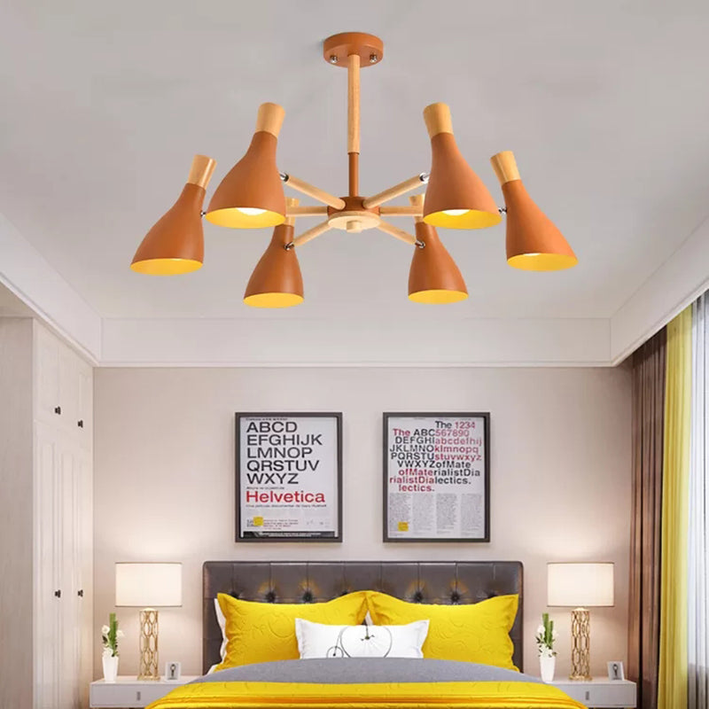 Macaron Half-Bottle Chandelier Metallic Candy Colored Pendant Light for Nursing Room 6 Brown Clearhalo 'Ceiling Lights' 'Chandeliers' Lighting' options 55509_d3f8aceb-a779-433e-8e41-adc8b36cfd21
