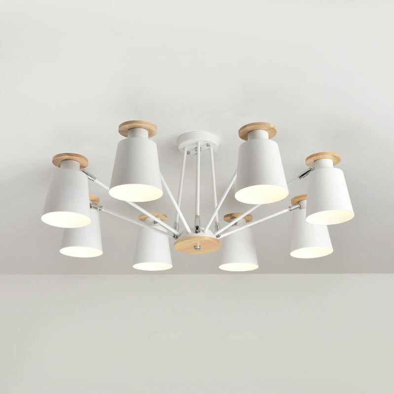 Rotatable Bucket Shade Chandelier Nordic Simple Metal Pendant Light for Living Room 8 White Clearhalo 'Ceiling Lights' 'Chandeliers' Lighting' options 55560_41dfcec0-7ddc-4c64-883c-7d9189bdcbed