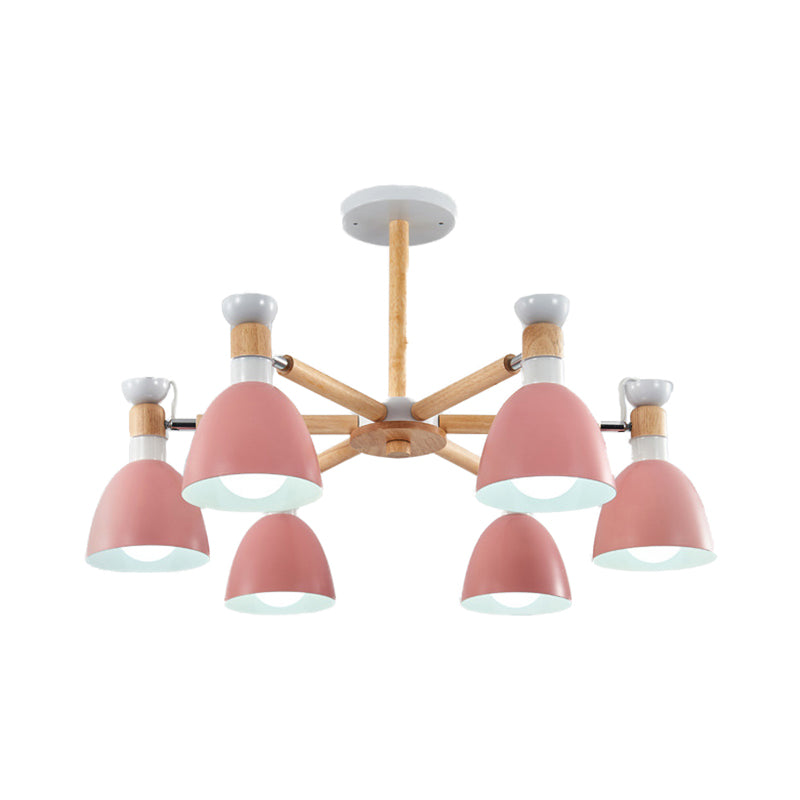Rotatable Metal Bowl Chandelier Shop Kindergarten Macaron Stylish Hanging Light Clearhalo 'Ceiling Lights' 'Chandeliers' Lighting' options 55596