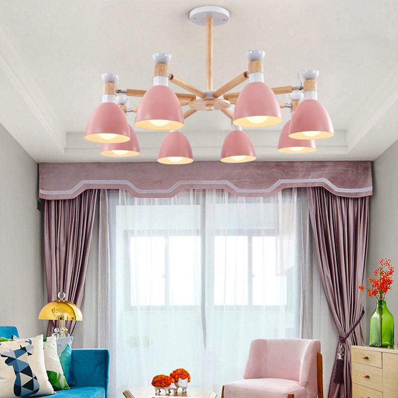 Rotatable Metal Bowl Chandelier Shop Kindergarten Macaron Stylish Hanging Light Clearhalo 'Ceiling Lights' 'Chandeliers' Lighting' options 55598