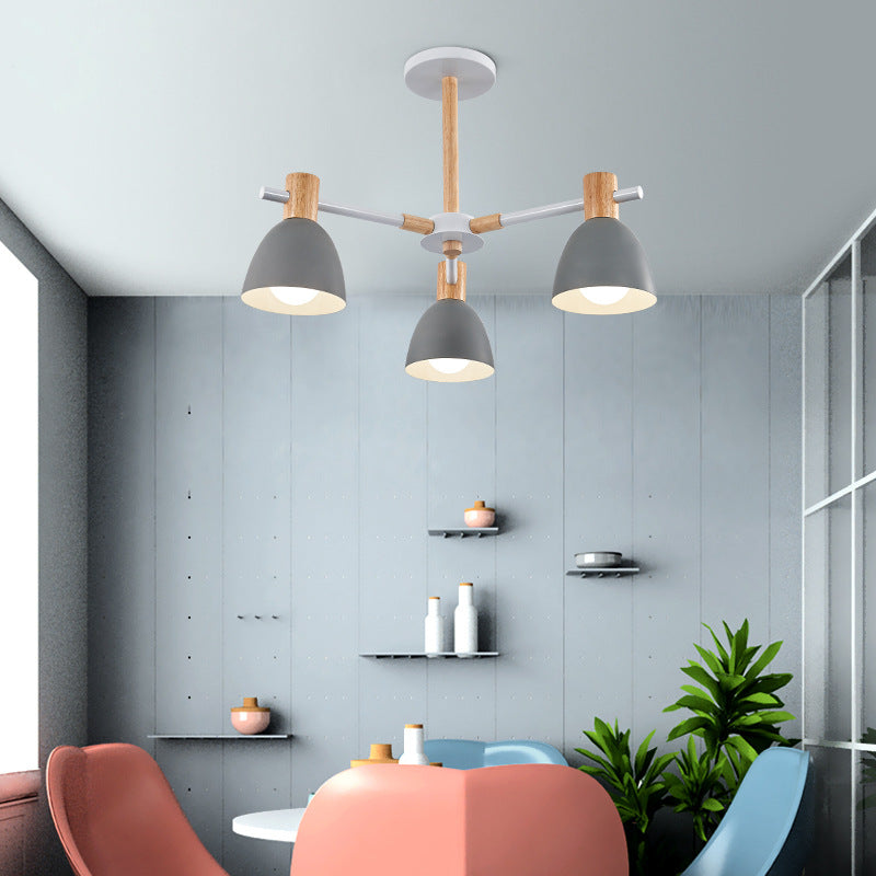 Game Room Bowl Chandelier Metallic Macaron Stylish Candy Colored Hanging Light Clearhalo 'Ceiling Lights' 'Chandeliers' Lighting' options 55629