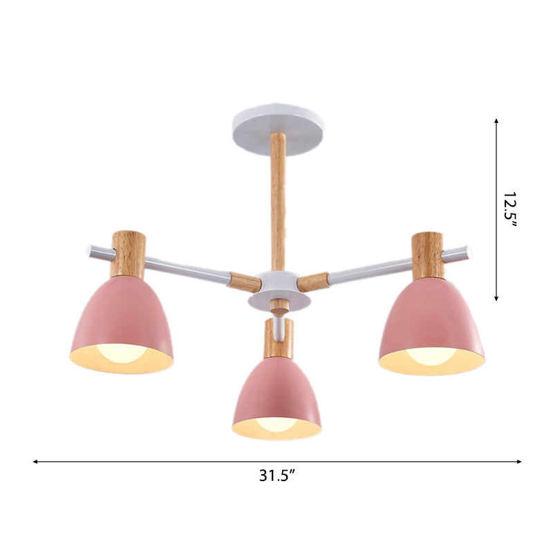 Game Room Bowl Chandelier Metallic Macaron Stylish Candy Colored Hanging Light Clearhalo 'Ceiling Lights' 'Chandeliers' Lighting' options 55634