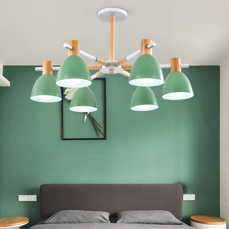 Game Room Bowl Chandelier Metallic Macaron Stylish Candy Colored Hanging Light Clearhalo 'Ceiling Lights' 'Chandeliers' Lighting' options 55639