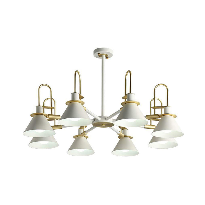 Macaron Loft Funnel Chandelier Metal Undertint Suspension Light for Nursing Room Clearhalo 'Ceiling Lights' 'Chandeliers' Lighting' options 55645