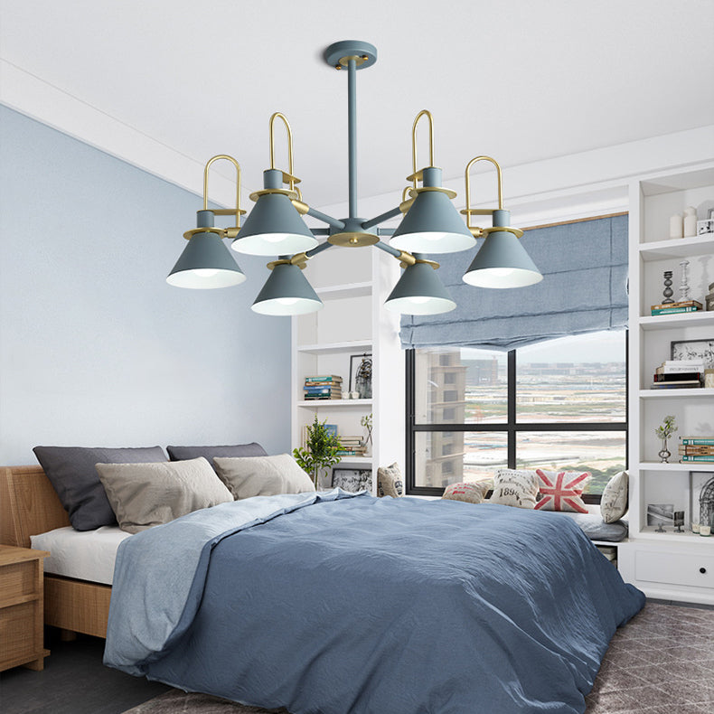 Macaron Loft Funnel Chandelier Metal Undertint Suspension Light for Nursing Room Clearhalo 'Ceiling Lights' 'Chandeliers' Lighting' options 55650