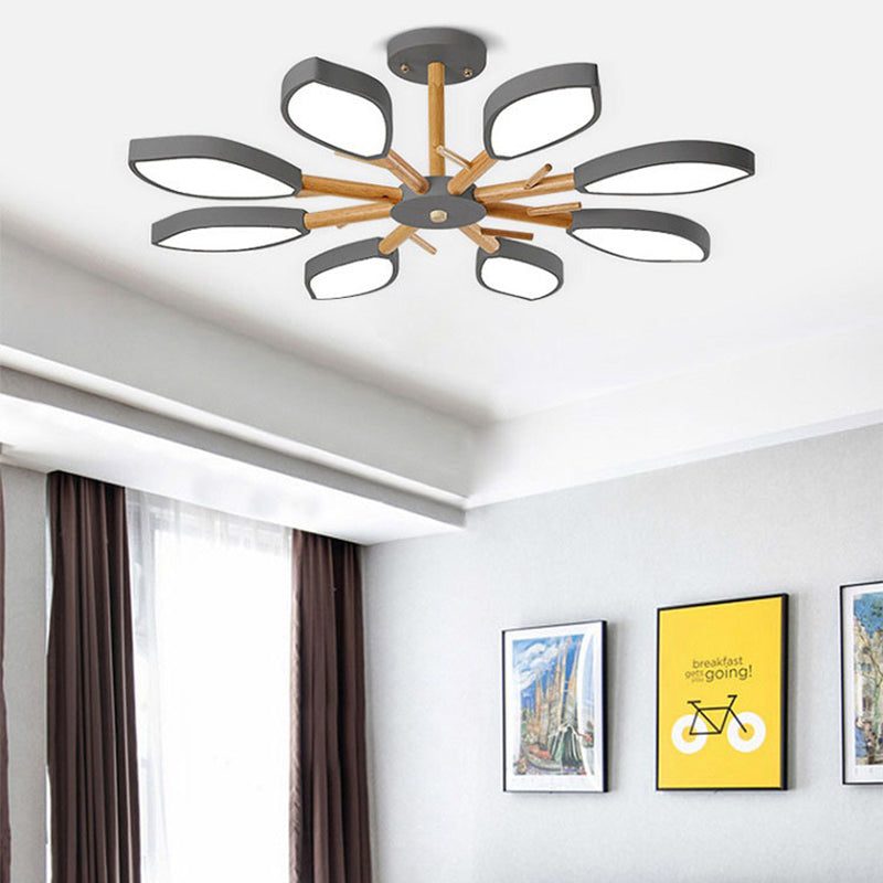 Nordic Style Macaron Style Chandelier Leaf Shade Acrylic Adult Hanging Light for Living Room Clearhalo 'Ceiling Lights' 'Chandeliers' Lighting' options 55680
