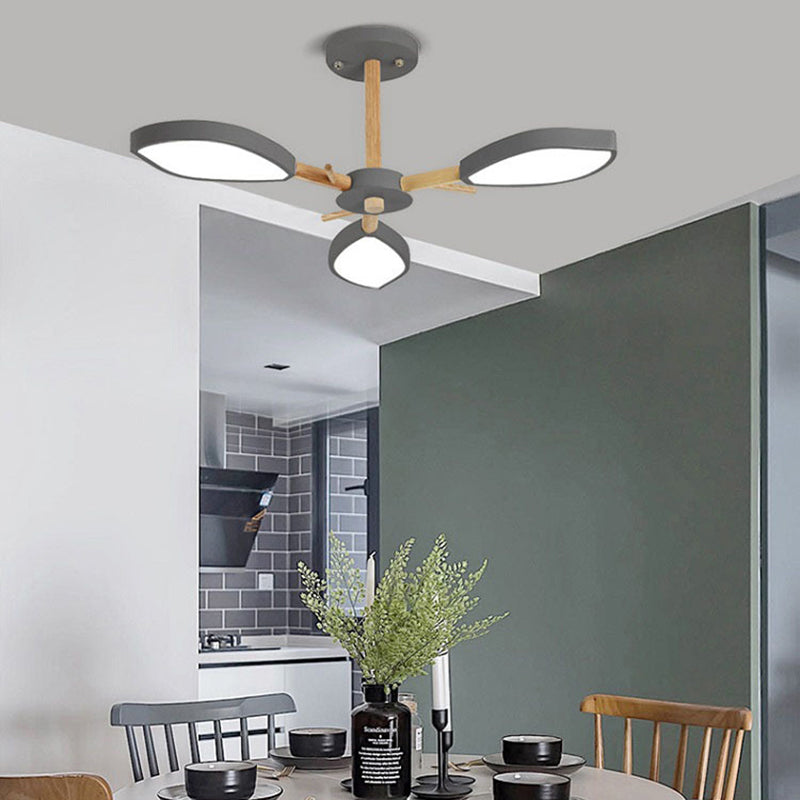 Nordic Style Macaron Style Chandelier Leaf Shade Acrylic Adult Hanging Light for Living Room 3 Grey Clearhalo 'Ceiling Lights' 'Chandeliers' Lighting' options 55681_9162b723-2ae9-44e1-8f86-258cec447754