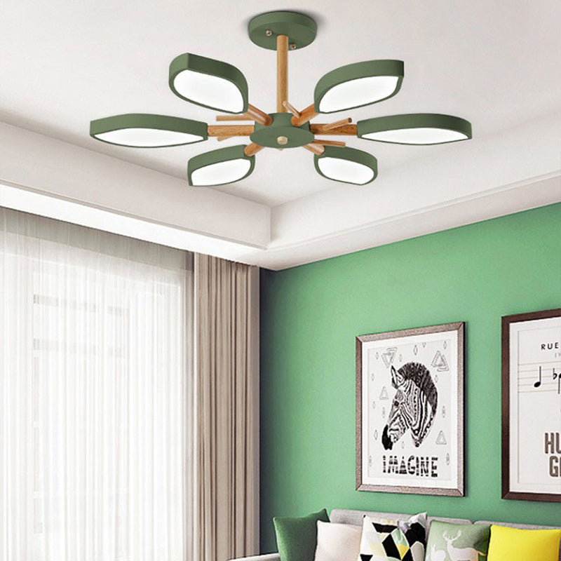 Nordic Style Macaron Style Chandelier Leaf Shade Acrylic Adult Hanging Light for Living Room Clearhalo 'Ceiling Lights' 'Chandeliers' Lighting' options 55682