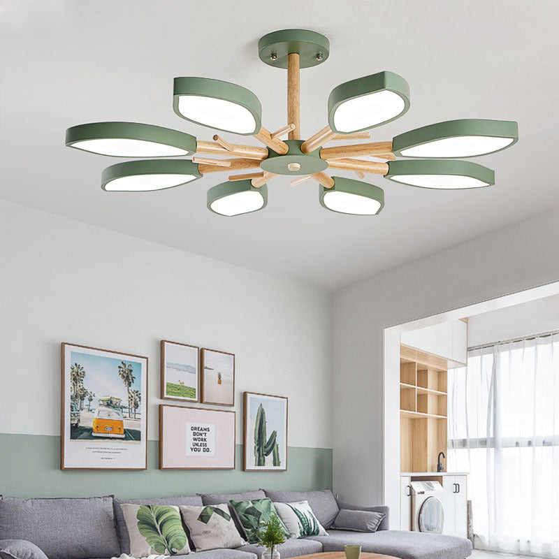 Nordic Style Macaron Style Chandelier Leaf Shade Acrylic Adult Hanging Light for Living Room Clearhalo 'Ceiling Lights' 'Chandeliers' Lighting' options 55683