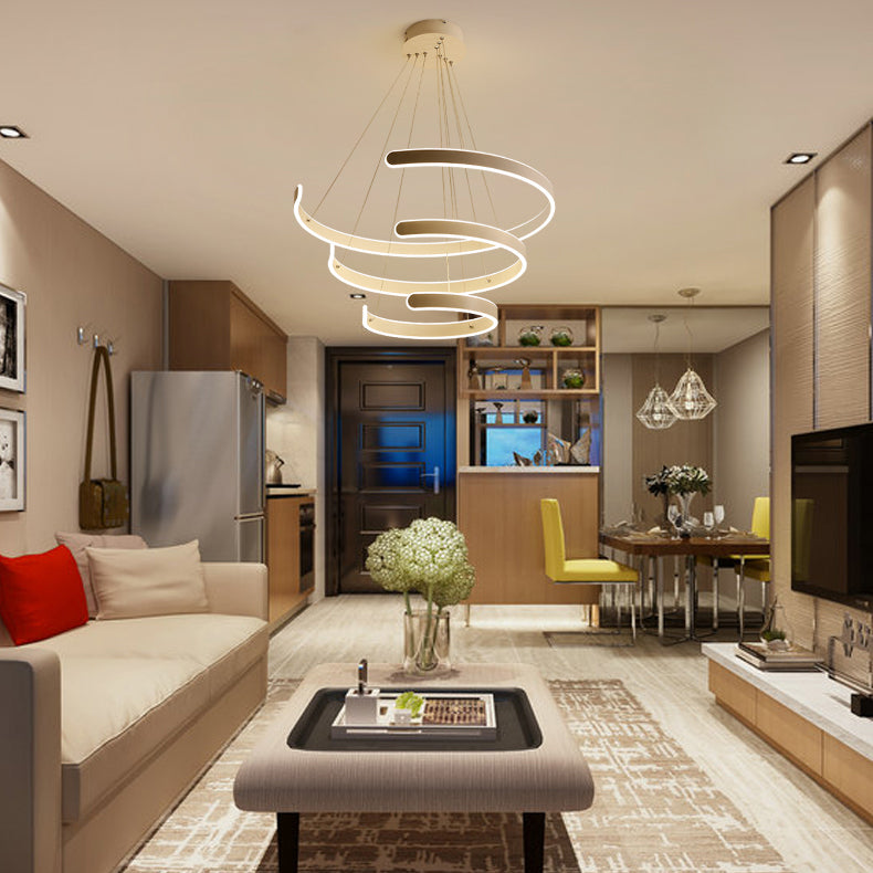 Modern Pendant Lighting for Dining Room, Multi Ring Hanging Lamp in White, Neutral Light Clearhalo 'Ceiling Lights' 'Chandeliers' 'Modern Chandeliers' 'Modern' Lighting' 559130