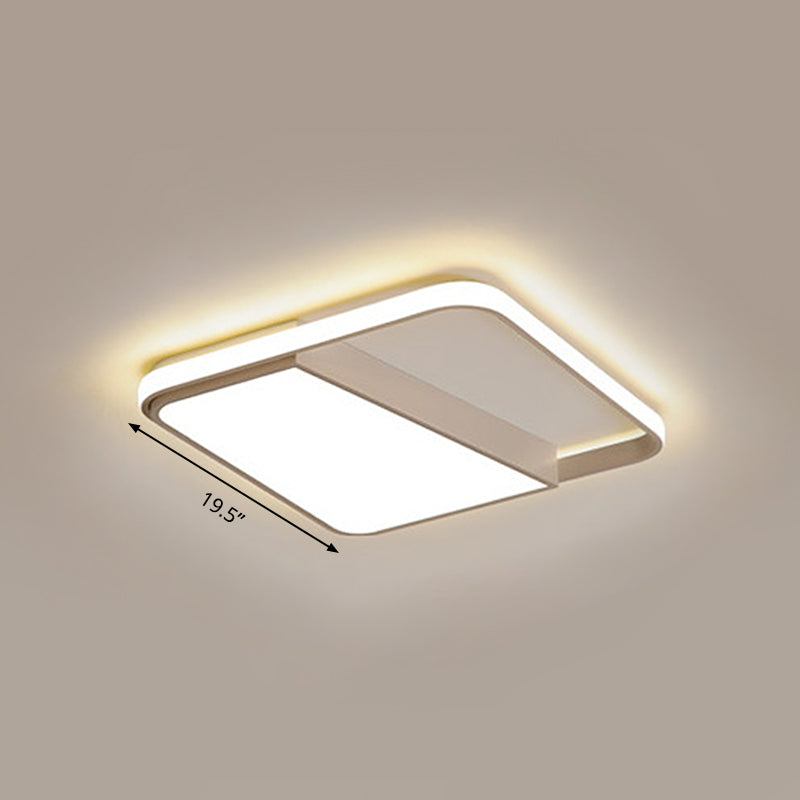 Box Ceiling Lamp with Side Glowing Frame Modern Acrylic White LED Flushmount in Warm/White Light/Remote Control Stepless Dimming, 16.5"/19.5"/23.5" W Clearhalo 'Ceiling Lights' 'Close To Ceiling Lights' 'Close to ceiling' 'Flush mount' Lighting' 559292