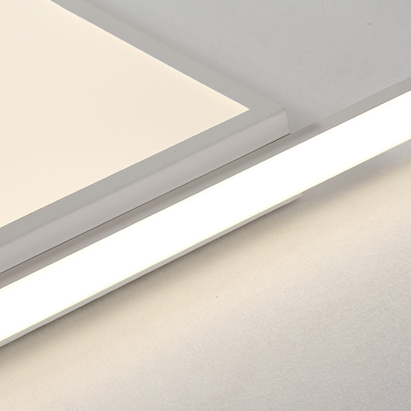 Box Ceiling Lamp with Side Glowing Frame Modern Acrylic White LED Flushmount in Warm/White Light/Remote Control Stepless Dimming, 16.5"/19.5"/23.5" W Clearhalo 'Ceiling Lights' 'Close To Ceiling Lights' 'Close to ceiling' 'Flush mount' Lighting' 559294
